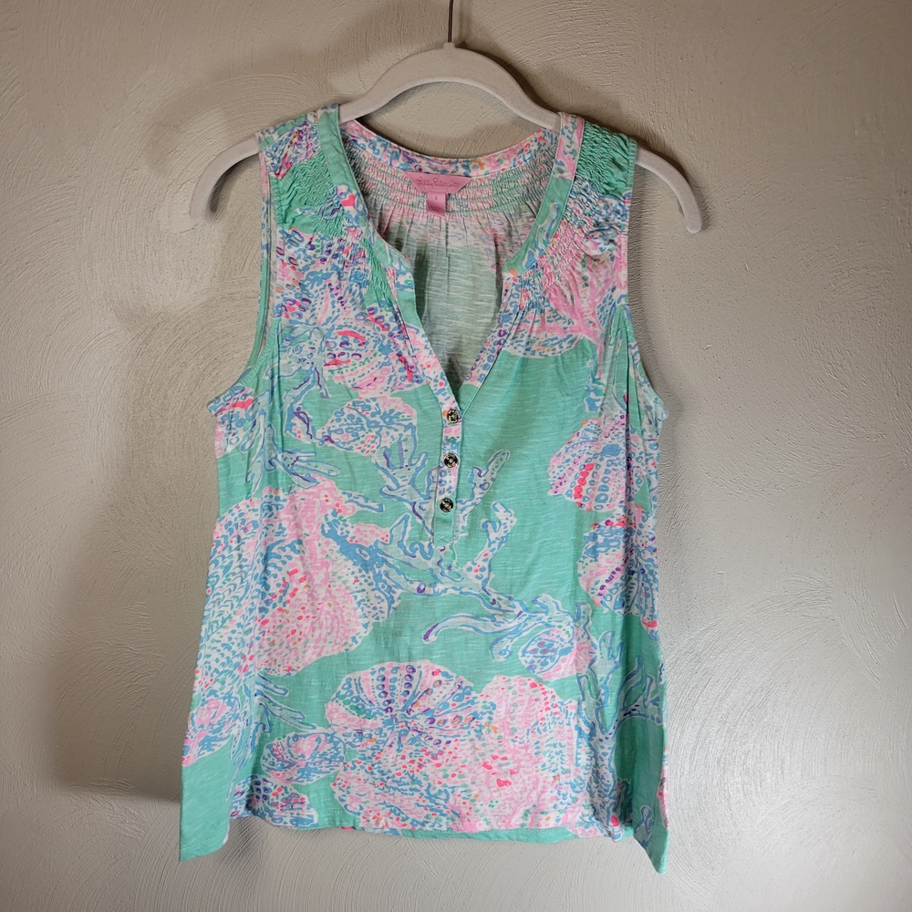 Lilly Pulitzer Pastel Floral Sleeveless Blouse - Ladies Size Small